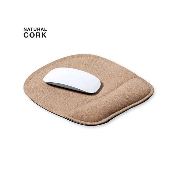 Alfombrilla para ratón de línea nature fabricada en corcho natural, un material natural y sostenible. Con base antideslizante en silicona y reposa muñecas acolchado para prevenir el estrés y el dolor en las articulaciones.