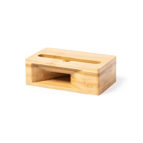 Original soporte para smartphone con amplificador de sonido. Fabricado en bambú, sacando el máximo partido a las propiedades acústicas de este material y sin necesidad de electrónica alguna. Presentado en caja individual de diseño kraft.