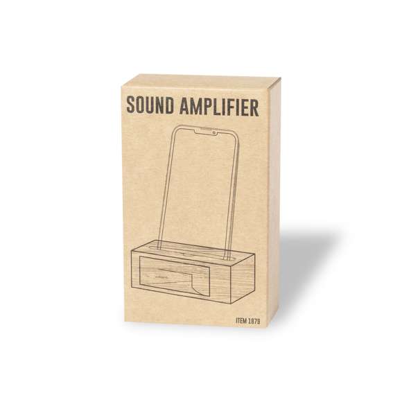 Original soporte para smartphone con amplificador de sonido. Fabricado en bambú, sacando el máximo partido a las propiedades acústicas de este material y sin necesidad de electrónica alguna. Presentado en caja individual de diseño kraft.