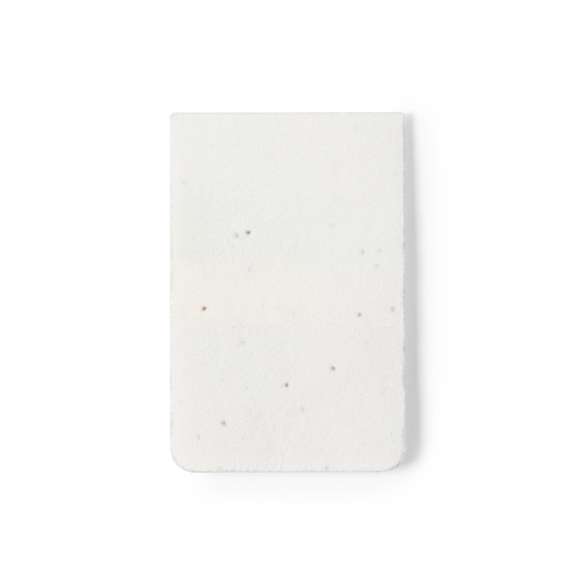Bloc de notas de línea nature, con cubiertas fabricadas en papel semilla, reciclable y degradable. Incluye semillas de petunia en ambas cubiertas, convirtiéndolo así en papel plantable al final de su vida útil. Interior con 10 notas adhesivas medianas y 30 mininotas adhesivas en varios colores. Flores en colores surtidos, con instrucciones de plantado en la cubierta trasera y presentado en bolsa individual de papel reciclado.