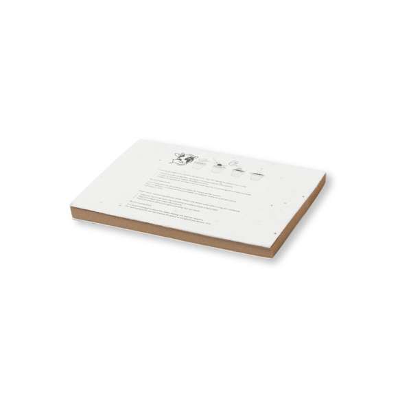 Bloc de notas de línea nature, con cubiertas fabricadas en papel semilla, reciclable y degradable. Incluye semillas de petunia en ambas cubiertas, convirtiéndolo así en papel plantable al final de su vida útil. Interior con 50 notas adhesivas de acabado kraft. Flores en colores surtidos, con instrucciones de plantado en la cubierta trasera y presentado en bolsa individual de papel reciclado.