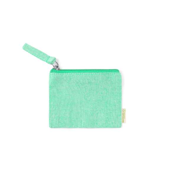 Monedero fabricado en 100% algodón reciclado. Compartimento principal con cierre de cremallera y tirador a juego. Con algodón distintivo reciclado en la etiqueta exterior y disponible en variada gama de colores. Certificación GRS (Global Recycled Standard / Estándar de Reciclaje Global), que garantiza el origen reciclado del material usado para fabricar el producto