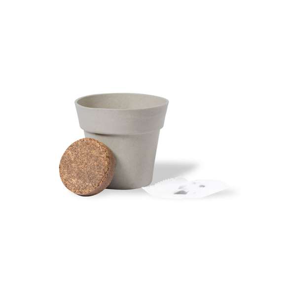 Maceta de línea nature con semillas de girasol. Macetero biodegradable, con 5-8 semillas y pastilla con sustrato de crecimiento. Presentación en caja individual kraft.