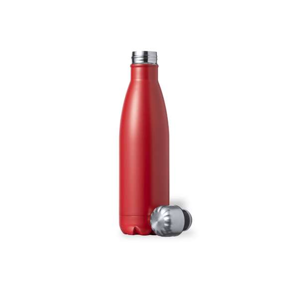 Bidón térmico de 550 ml de capacidad, fabricado en acero inox de doble pared. Con tapón a rosca, libre de BPA y disponible en variada gama de colores satinados. Presentado en caja individual de diseño kraft.Disponible manual de instrucciones en español e inglés.