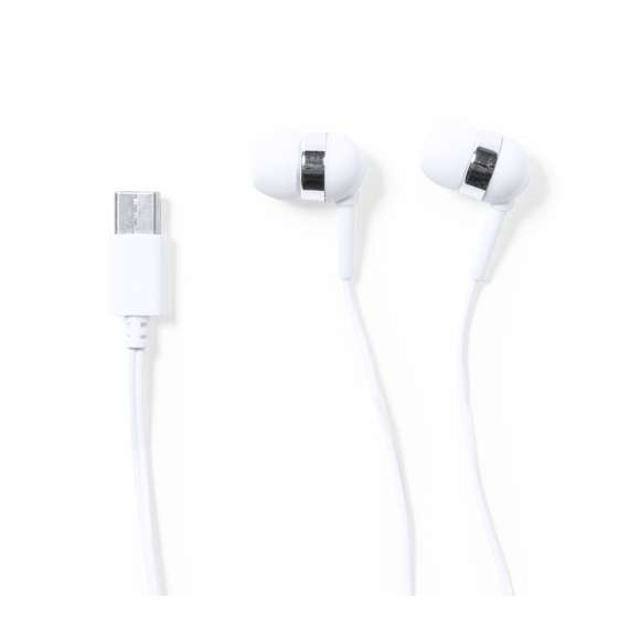 Prácticos y confortables auriculares intraurales con conexión Tipo C. En acabado blanco y con detalles en cromado, incluidos 3 pares de almohadillas para adaptarse a todos los oídos. Presentados en práctico estuche a juego con enrollacables y tapa transparente.