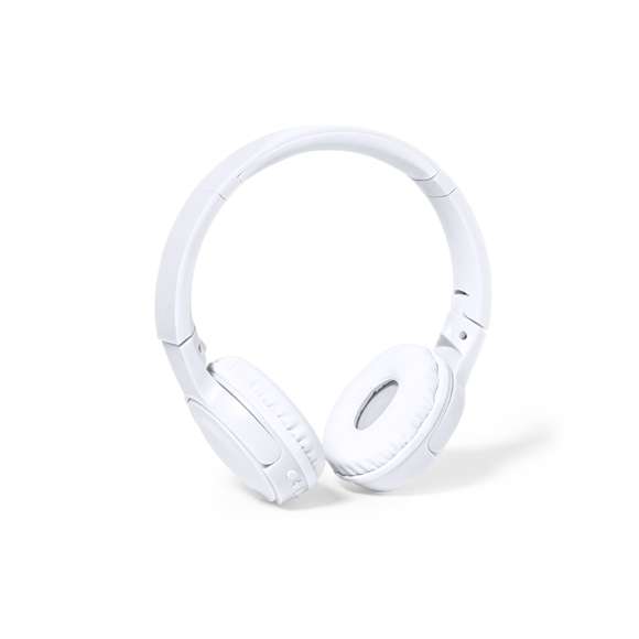 Auriculares plegables de diadema con conexión Bluetooth® 5.0, con cuerpo y almohadillas a juego, disponibles en variada gama de colores. Panel de control integrado en el auricular, función manos libres y radio FM  con ranura para tarjetas micro SD y entrada de línea mediante conexión jack de 3,5 mm. Recargables mediante cable USB -incluido- y con batería integrada de 200mAh. Almohadillas en suave polipiel con interior a juego y presentados caja individual de diseño kraft.