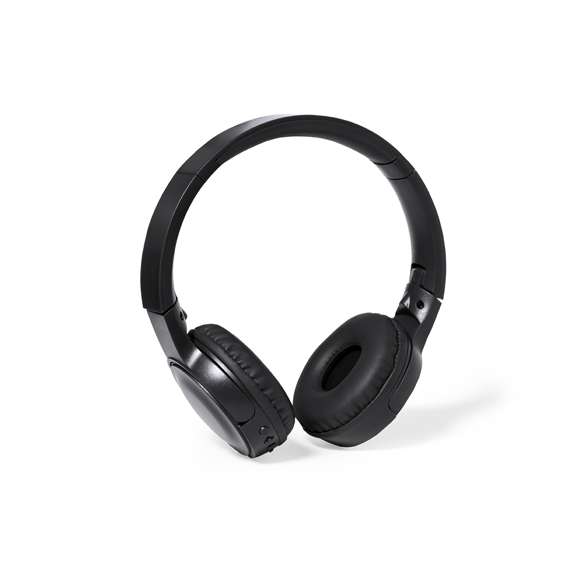 Auriculares plegables de diadema con conexión Bluetooth® 5.0, con cuerpo y almohadillas a juego, disponibles en variada gama de colores. Panel de control integrado en el auricular, función manos libres y radio FM  con ranura para tarjetas micro SD y entrada de línea mediante conexión jack de 3,5 mm. Recargables mediante cable USB -incluido- y con batería integrada de 200mAh. Almohadillas en suave polipiel con interior a juego y presentados caja individual de diseño kraft.