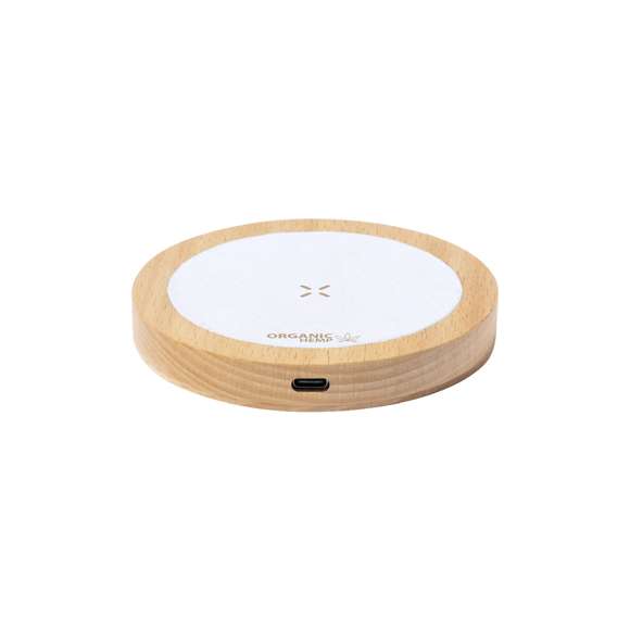 Cargador inalámbrico de 15W, con carcasa fabricada en combinación de cáñamo orgánico y madera natural. Compatible con dispositivos equipados con tecnología de carga inalámbrica Qi. Incluye cable cargador Tipo C y manual de instrucciones en español e inglés. Presentado en caja individual de diseño kraft.El cáñamo se obtiene de la planta cannabis, cuyos procesos tanto de cultivo como de obtención de fibras, son respetuosos con el medio ambiente, dando como resultado un material de gran resistencia, de origen natural y sostenible. Fabricado conforme a los estándares RoHS y en cumplimiento con los siguientes requisitos de seguridad:Sistema de protección contra sobrecalentamiento.Sistema de protección contra sobrecarga.Sistema de bloqueo para evitar cortocircuitos.