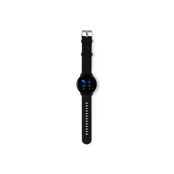Reloj inteligente multifunción de diseño casual, con conexión Bluetooth®. Caja de diseño circular y correa en TPU a juego. Pantalla TFT táctil de 1,30 pulgadas y batería de 180 mAh, que lo convierten en el gadget perfecto para todo tipo de actividades deportivas, de ocio y para el día a día.  Multitud de funciones disponibles, interfaz multilenguaje y resistente a salpicaduras de agua, con APP disponible para iOS y Android. Presentado en caja individual de diseño, con manual de instrucciones en español e inglés.
