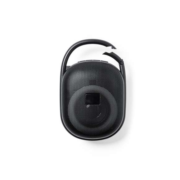 Potente altavoz Bluetooth® de 5W con luz multicolor. Portátil y fabricado en resistente material ABS de color negro mate, con rejilla y colgador integrado. Con luces LED multicolor y 5 posiciones de iluminación. Conexión Bluetooth 5.0 + EDR (tasa de transmisión de datos mejorada). Panel de control integrado en la parte superior del altavoz y completa conectividad, con función manos libres, puerto USB para reproducción desde una memoria USB, ranura para tarjeta micro SD (hasta 32GB) y función radio FM. Con batería de litio de 1.200 mAh y cable de carga Tipo C incluido. Placa integrada en la rejilla para fácil marcaje y presentado en caja individual de diseño kraft, con manual de instrucciones en español e inglés.