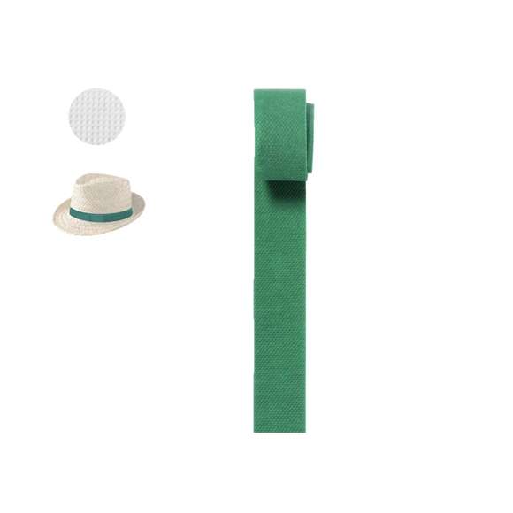 Cinta de non-woven para sombrero, en variada gama de colores. Servida en rollos completos de 250 metros de largo, con aproximadamente 350 cintas de 67 x 3,2cm.