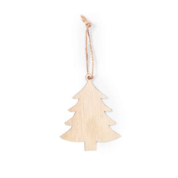 Elegante y moderno adorno navideño en suave madera natural. Incluye accesorio para colgar en yute natural y está disponible en cuatro diseños: Copo de Nieve, Bolsa de Navidad, Árbol y Estrella. Presentado en bolsa individual reciclada.Elaborado con elementos vegetales para así fomentar la utilización de materias primas naturales y reducir las emisiones contaminantes.