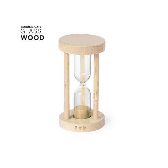 Reloj de arena de 3 minutos de duración. Fabricado en cristal de borosilicato, que ofrece una resistencia y durabilidad excepcionales, con estructura en madera de haya. Un gadget decorativo y funcional, ideal para medir el tiempo. Presentado en una caja individual de diseño kraft.