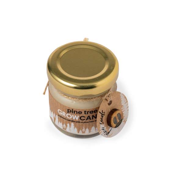 Ecológica vela con aroma a pino. Incluye tarjeta exclusiva con cápsula de semillas de pino. Un respetuoso y sorprendente regalo con el que fomentar y promover el cuidado del medio ambiente. Fabricada en cristal, con tapón de metal. Presentada en atractiva caja de diseño kraft.