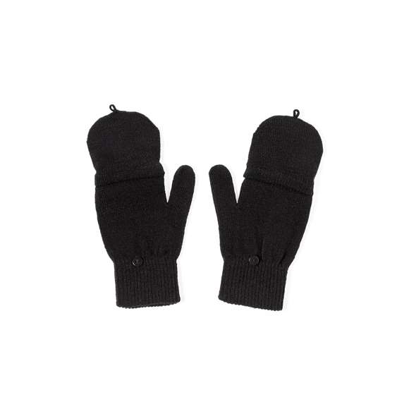 Práctico par de guantes fabricados en cálido y suave acrílico. Con solapa plegable para convertirlos en manoplas, ideales para protegerse del frío manteniendo una buena manejabilidad. Talla única adulto. Presentados en bolsa individual reciclada.