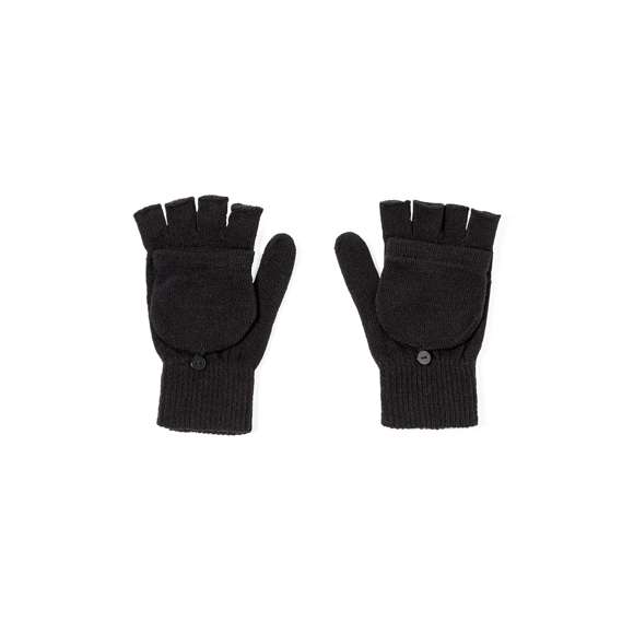 Práctico par de guantes fabricados en cálido y suave acrílico. Con solapa plegable para convertirlos en manoplas, ideales para protegerse del frío manteniendo una buena manejabilidad. Talla única adulto. Presentados en bolsa individual reciclada.