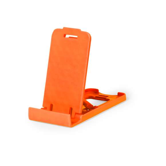 Soporte para smartphone y tablet fabricado en resistente PP. De diseño compacto y plegable para poder llevarlo a cualquier lado. Con distintas posiciones de inclinación. Disponible en amplia gama de colores. Presentado en bolsa individual reciclada.