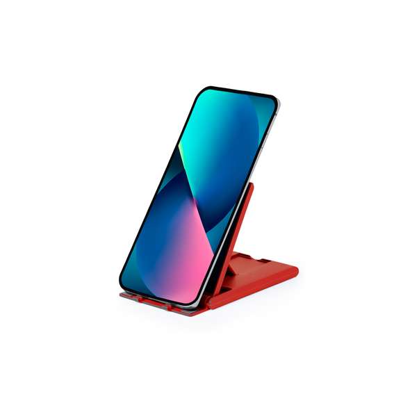 Soporte con espejo para smartphone y tablet fabricado en resistente ABS. Incluye 2 antislips de silicona y 6 posiciones. De diseño compacto y plegable para poder llevarlo a cualquier lado. Disponible en amplia gama de colores. Presentado en caja de diseño kraft.