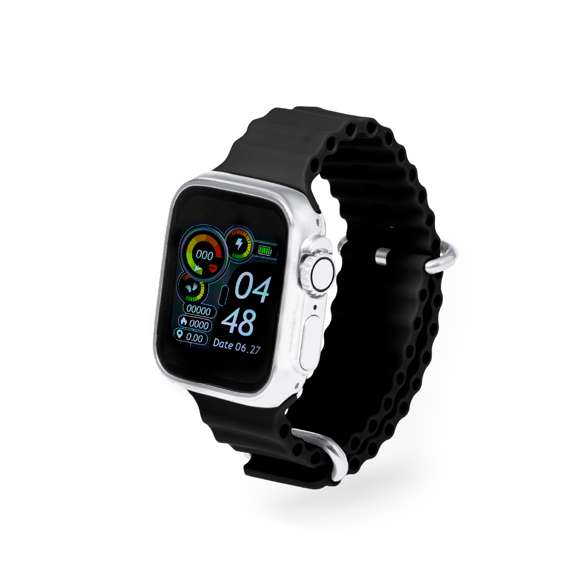 Reloj inteligente multifunción de diseño casual, con conexión Bluetooth 5.3 y recargable mediante conexión inalámbrica (cargador incluido). Elegante carcasa metálica, con correa en material TPU y pantalla TFT táctil de 1,83 pulgadas, ofreciendo una vibrante experiencia visual. Batería de 180 mAh de larga duración.Resistente a salpicaduras de agua, con APP disponible para iOS y Android. Base de carga incluida y presentado en atractiva caja de diseño kraft. Disponible manual de instrucciones en español e inglés.