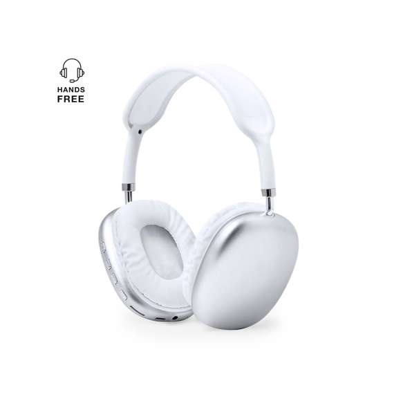 Originales auriculares de diadema con conexión Bluetooth 5.0, de diseño vanguardista y almohadillas cuadradas, en combinación de colores blanco y plateado. Panel de control integrado en el auricular, función manos libres y ranura para tarjetas microSD. Entrada de línea mediante conexión Jack de 3,5mm, incluido cable de 1m. Recargables mediante cable USB (incluido de 30 cm) y con batería de 150 mAh. Presentado en una caja individual de diseño kraft, con papel protector.