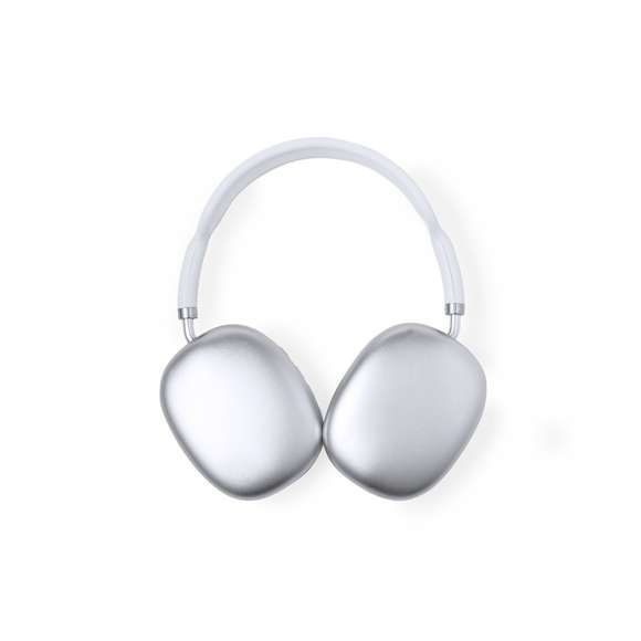 Originales auriculares de diadema con conexión Bluetooth 5.0, de diseño vanguardista y almohadillas cuadradas, en combinación de colores blanco y plateado. Panel de control integrado en el auricular, función manos libres y ranura para tarjetas microSD. Entrada de línea mediante conexión Jack de 3,5mm, incluido cable de 1m. Recargables mediante cable USB (incluido de 30 cm) y con batería de 150 mAh. Presentado en una caja individual de diseño kraft, con papel protector.