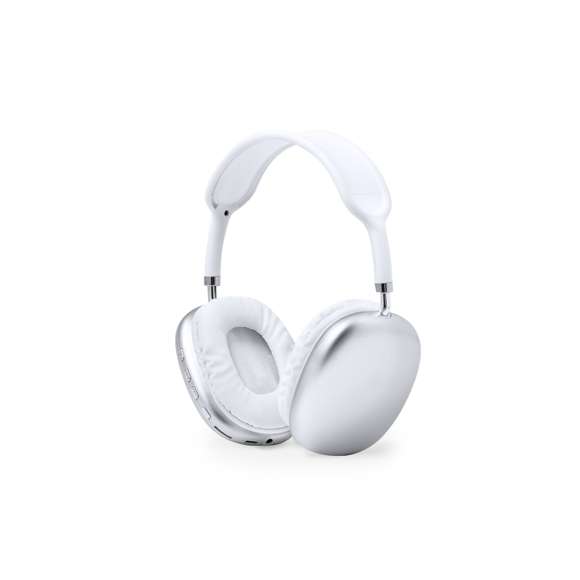 Originales auriculares de diadema con conexión Bluetooth 5.0, de diseño vanguardista y almohadillas cuadradas, en combinación de colores blanco y plateado. Panel de control integrado en el auricular, función manos libres y ranura para tarjetas microSD. Entrada de línea mediante conexión Jack de 3,5mm, incluido cable de 1m. Recargables mediante cable USB (incluido de 30 cm) y con batería de 150 mAh. Presentado en una caja individual de diseño kraft, con papel protector.