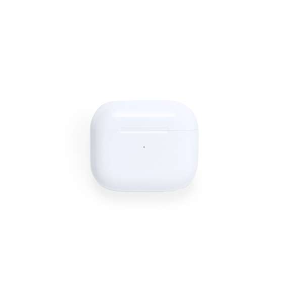 Auriculares intraurales con conexión Bluetooth 5.3 y función manos libres. De diseño ergonómico, incluyen botón de control táctil integrado en el auricular, con base de carga a juego. Batería integrada de 300 mAh y presentados en caja individual de diseño kraft. Manual de instrucciones en español e inglés.
