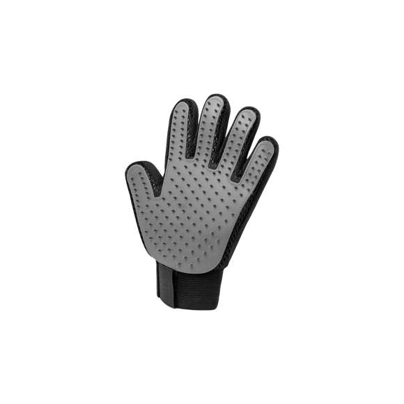 Guante para cepillar a las mascotas fabricado en suave poliéster y TPR. Diseñado para mimar a las mascotas, es fácil de usar y se ajusta a la mano gracias a su diseño ergonómico, con cinta de velcro adaptable. Las cerdas de suave TPR que atrapan el pelo suelto, para un cepillado fácil y cómodo. Presentado en una bolsa individual reciclada.