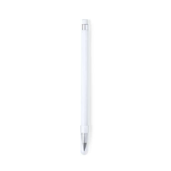 Lápiz eterno fabricado en resistente ABS. Reutilizable y con escritura infinita, para usar siempre el mismo lápiz y no generar residuos. Incluye goma de borrar en la parte superior del lápiz, capucha para proteger la punta, con estilo elegante combinando elementos de colores con elementos en plata. Disponible en una amplia gama de colores.