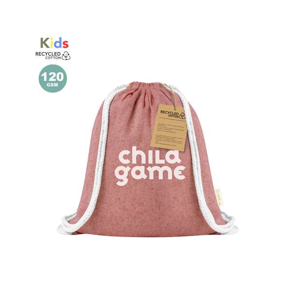 Mochila de cuerdas en material 100% algodón reciclado de 120 g/m2. Cuerdas autocierre en algodón, con logotipo eco en etiqueta lateral y disponible en variada gama de colores nature. Resistencia hasta 4kg de peso.