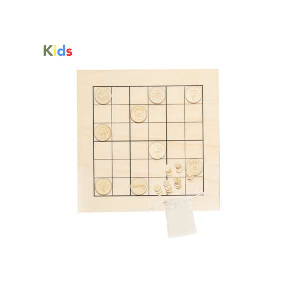 Juego de habilidad fabricado en madera. Emocionante juego sudoku con motivos ecológicos para todas las edades con tablero y 36 fichas (6 por diseño). Con práctica bolsita de algodón para guardar todas las fichas e instrucciones incluidas (español e ingles).