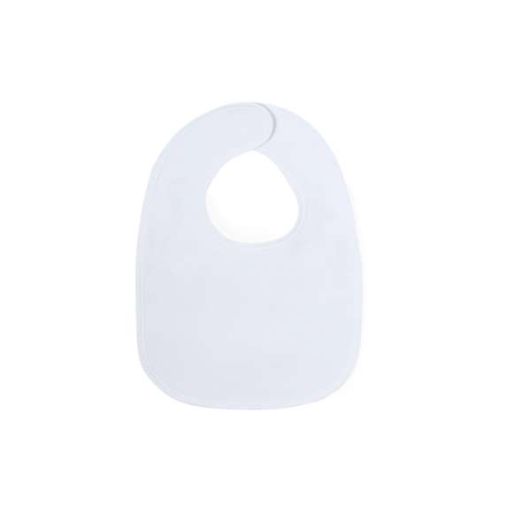 Práctico babero infantil confeccionado en algodón, con cierre de velcro para un mejor ajuste de color blanco.