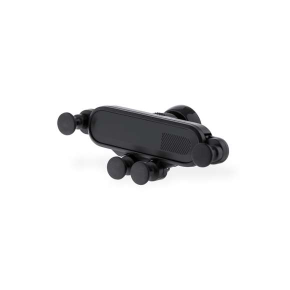 Ingenioso soporte para smartphone de diseño minimalista y especialmente diseñado para smartphones tamaño XXL. Con sistema de fijación universal que se adapta con el propio peso del teléfono, ajustando los enganches de agarre una vez se sitúa el dispositivo en el soporte. Para rejilla de ventilación del automóvil y con frontal especialmente diseñado para marcaje. Presentado en caja de diseño kraft.