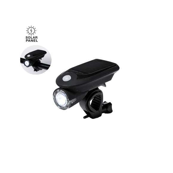 Luz de seguridad para bicicletas con carga solar. Ofrece tres modos de iluminación: uno fijo con intensidad media o alta, e intermitente. Recargable gracias a su batería de 500 mAh de capacidad, con cable de carga incluido. Con accesorio de acople válido para cualquier bicicleta y presentada en caja de diseño kraft.
