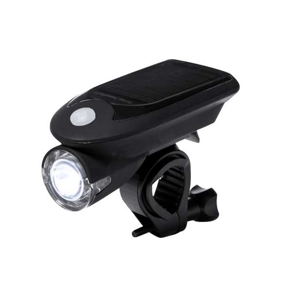 Luz de seguridad para bicicletas con carga solar. Ofrece tres modos de iluminación: uno fijo con intensidad media o alta, e intermitente. Recargable gracias a su batería de 500 mAh de capacidad, con cable de carga incluido. Con accesorio de acople válido para cualquier bicicleta y presentada en caja de diseño kraft.