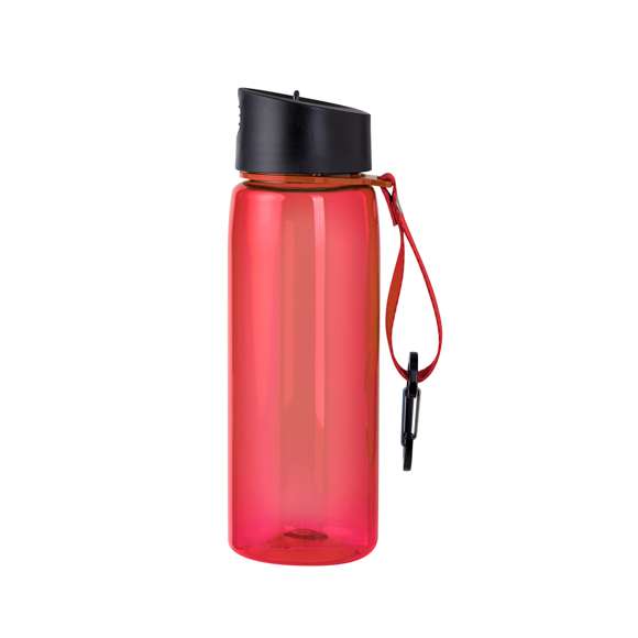 Bidón de 800 ml fabricado en resistente RPET y cuerpo de acabado transparente en variada gama de colores. Tapón negro de rosca, con dosificador y dosificador plegable. Con cinta de transporte a juego y mosquetón metálico para un cómodo transporte. Disponible en variada gama de colores.El material RPET se elabora a partir de plástico reciclado, para así fomentar la reutilización de residuos plásticos y ayudar a la sostenibilidad del planeta.