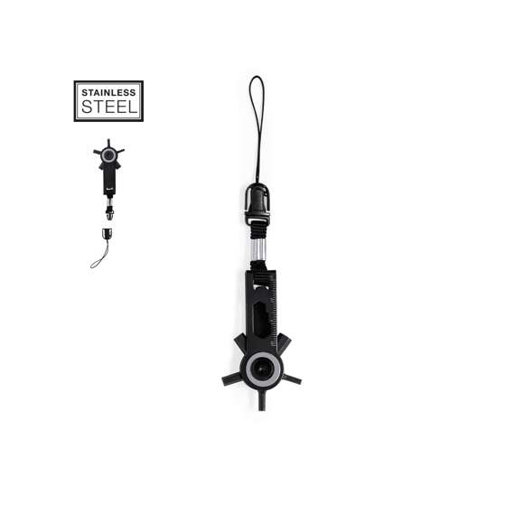 Eficaz multiherramienta con cabezal giratorio fabricada en acero inox y acabado en negro. Con 10 funciones: llaves allen, llave para tuercas hexagonales en varios tamaños, regla y un práctico accesorio de transporte con cierre de hebilla. Presentado en bolsa de papel reciclada de diseño kraft.