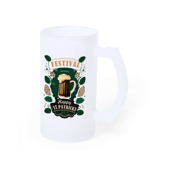 Jarra de cristal de acabado mate. De 500 ml de capacidad y con cómoda asa. Especialmente diseñada para la sublimación. Apta para microondas y presentada en caja individual kraft.