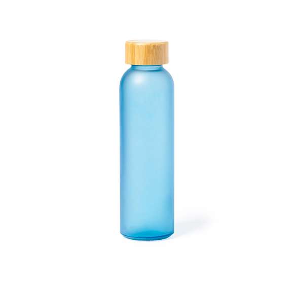 Bidón para sublimación de cristal con 500 ml de capacidad. Tapón a rosca de bambú y libre de BPA. Especialmente diseñada para marcaje en sublimación. Disponible en variada gama de colores mate. Presentado en caja individual de diseño kraft.Materiales como el bambú fomentan la utilización de materias primas naturales, reduciendo las emisiones contaminantes. Proviene de una planta de gran resistencia y versatilidad, con crecimiento y regeneración rápidos, siendo una excelente alternativa al uso de madera tradicional.