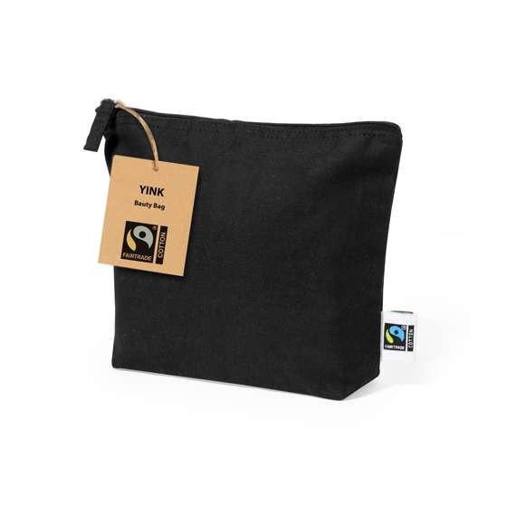 Neceser de línea nature, fabricado en 100% algodón en tono elegante negro. Con certificación Fairtrade (Comercio Justo) un sistema comercial solidario y alternativo al convencional que persigue el desarrollo de los pueblos y la lucha contra la pobreza. Compartimento principal con cierre de cremallera y tirador a juego, incluida etiqueta Fairtrade y etiqueta con logotipo en cartón reciclado.