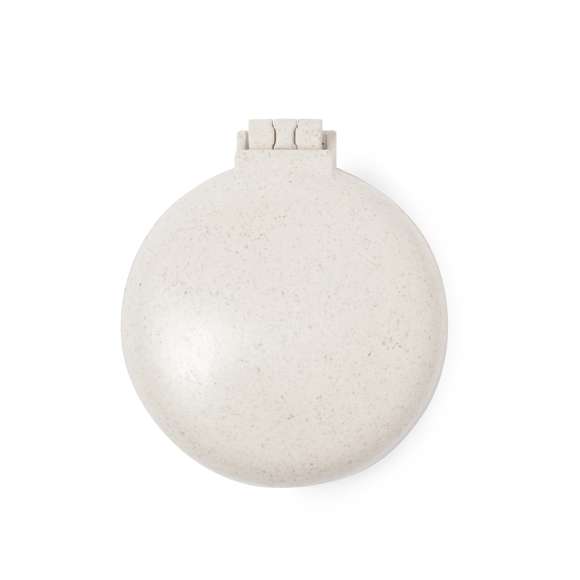 Cepillo plegable con espejo fabricado en caña de trigo. Práctico peine con suaves cerdas compactas que se pueden plegar, con espejo en el interior de la tapa. Presentado en una bolsa individual de papel kraft. La caña de trigo fomenta la utilización de materias primas naturales, reduciendo así las emisiones contaminantes.