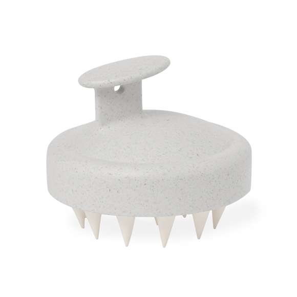 Cepillo masajeador para cuero cabelludo fabricado en caña de trigo. Eficiente emulsionador de champú para masajear placenteramente el cabello estimulando los capilares optimizando la limpieza con sus suaves púas en suave silicona. Presentado en caja individual de diseño kraft.La caña de trigo fomenta la utilización de materias primas naturales, reduciendo así las emisiones contaminantes.