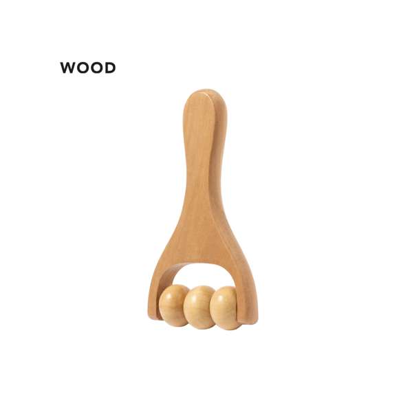 Masajeador elaborado en madera natural. Diseñado para proporcionar alivio y bienestar. Su empuñadura ergonómica garantiza un manejo cómodo, mientras que sus tres rodillos de madera ofrecen eficiencia y un masaje revitalizante, liberando la tensión muscular. Presentado individualmente en caja de diseño kraft.