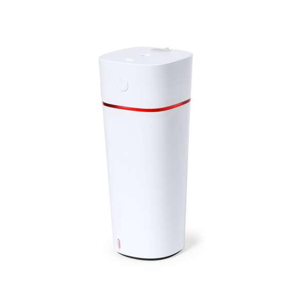Humidificador elegante y decorativo con una capacidad de 240 ml. Además, cuenta con luces LED con dos posiciones de iluminación (fija e intermitente). Incluye un práctico cable de alimentación USB. Presentado individualmente en caja de diseño kraft.