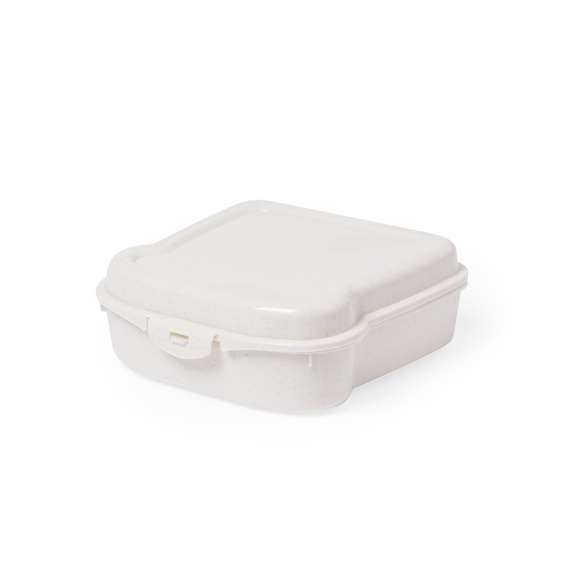 Fiambrera para sandwich de 450 ml de capacidad en color natural. Con cierre de seguridad.