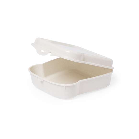 Fiambrera para sandwich de 450 ml de capacidad en color natural. Con cierre de seguridad.