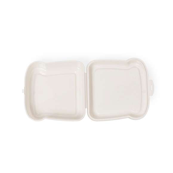 Fiambrera para sandwich de 450 ml de capacidad en color natural. Con cierre de seguridad.