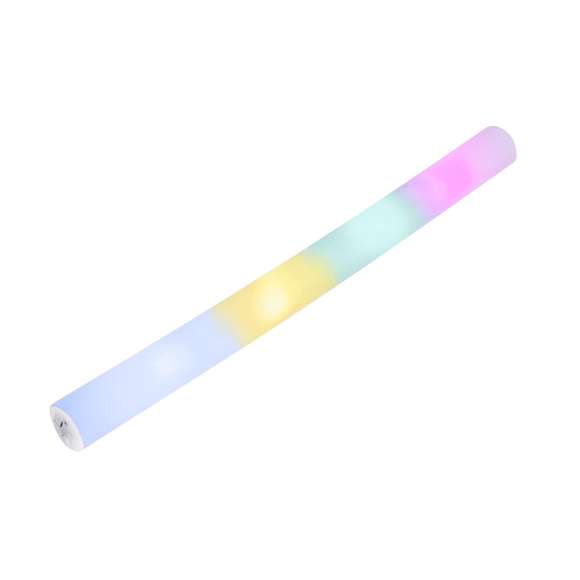 Original barra de luz, iluminada por brillantes LEDs. Fabricada en espuma de tacto suave y agradable, el interior se ilumina gracias a cuatro luces LEDs de variados colores. Alimentada por pilas de botón incluidas, su encendido resulta sencillo mediante un botón en la base con tres posiciones distintas (luz fija, luz intermitente rápida o lenta). Este accesorio es ideal para destacar en cualquier evento. Presentado individualmente en una caja diseño kraft.