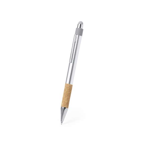 Elegante bolígrafo puntero de corcho y Aluminio Reciclado con mecanismo pulsador. Cuerpo en resistente Aluminio Reciclado de acabado mate y empuñadura en corcho con puntero en la parte superior en gris. Clip metálico, con pulsador retráctil. En tinta azul y con carga jumbo. Presentado en bolsa individual reciclada. Elaborado con elementos vegetales para así fomentar la utilización de materias primas naturales y reducir las emisiones contaminantes.El Aluminio Reciclado es un material con posibilidades de reciclaje casi infinitas, sin perder sus propiedades originales y consumiendo menos energía en este proceso.Certificación GRS (Global Recycled Standard / Estándar de Reciclaje Global), que garantiza el origen reciclado del material usado para fabricar el producto.
