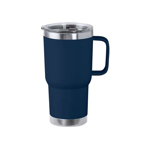 Taza térmica fabricada en acero inox reciclado, con doble pared y 600 ml de capacidad en color mate. Incluye tapa con cierre a presión, dosificador de fácil apertura y asa rígida para mayor comodidad. Es ideal para tener en tu escritorio, mesa o en cualquier superficie donde disfrutar tranquilamente de tu bebida favorita. Con logotipo Acero Inox Reciclado. El acero es uno de los materiales más demandados y que puede encontrarse casi en todas partes, desde productos de uso diario a grandes construcciones. Con innumerables propiedades, entre las que cabe destacar la durabilidad y su alto grado de reutilización, convirtiéndolo en una alternativa muy valorada en soluciones de sostenibilidad. Debidamente tratado, permite obtener nuevos recursos de infinita utilización